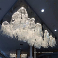 Candelabro de cristal decorativo do grande projeto do hotel branco para a convenção salão